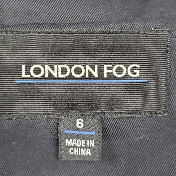 London Fog Black Double Breasted Buttoned Belted Pleated Long Trench Coat 6 - Picture 3 of 16